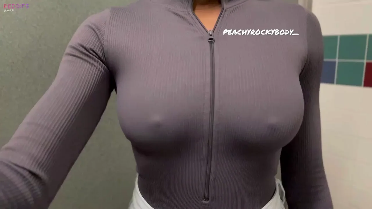 Ebony Slut's Massive Tits Begging for Your Hot Cum in Public Bathroom