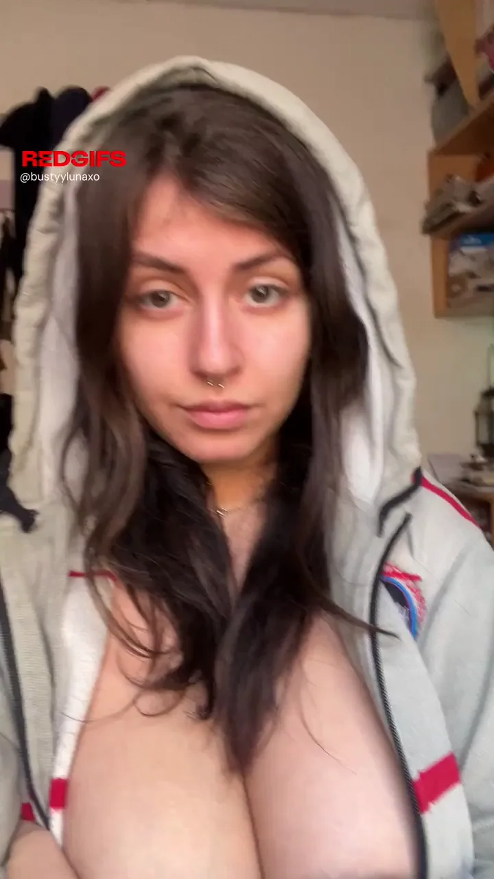 Hoodie Slut Teases Massive Puffy Brown Areolas - Suck These Tits, Baby?