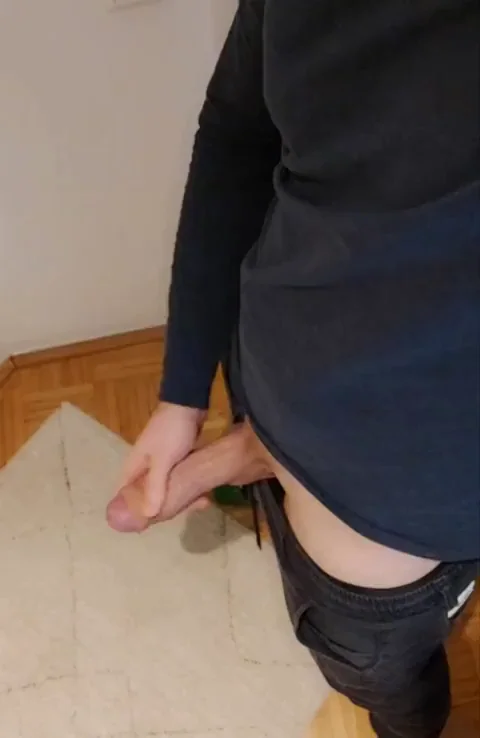Thick Hard Cock Bulging Out, Ready to Stroke