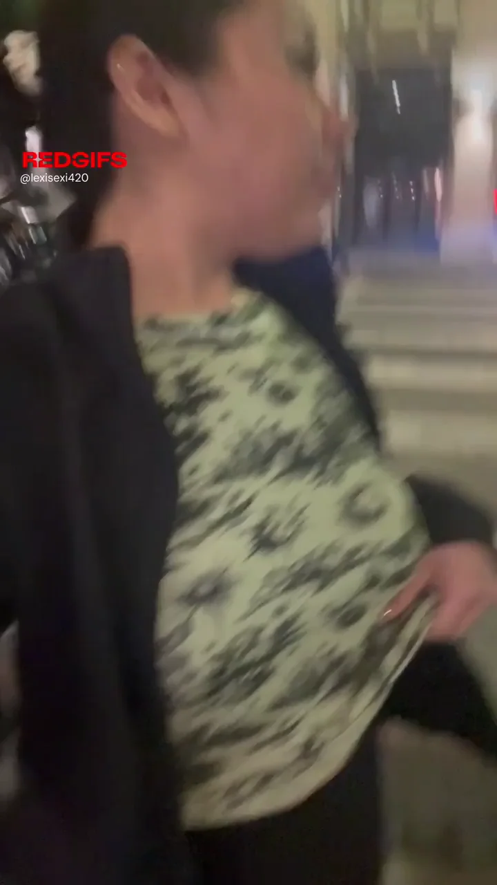 Urban Titty Tease: Asian Amateur's Bouncy Public Flash