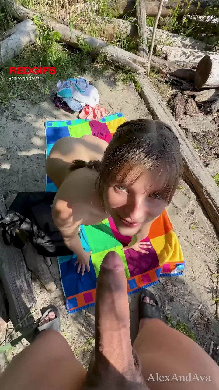 Nude Beach Slut Devours Thick Cock POV