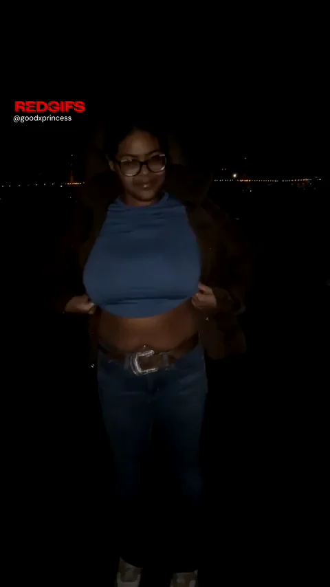 Chubby City Slut's Late-Night Tit Tease Flash