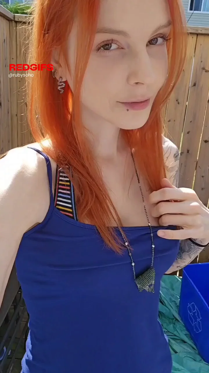 Naughty Canadian Redhead MILF Flashes Her Pierced Massive Tits