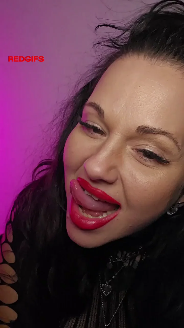 🔥 Long Tongue Slut Tease – Red Lips Dripping Sin 😈👅