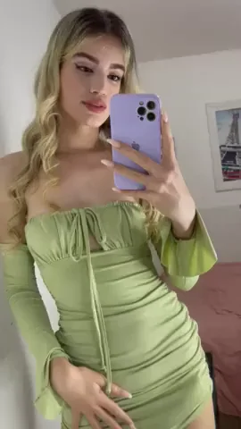 Soft Moves & Total Control: Femboy Tease in Green Dress 🍆💋
