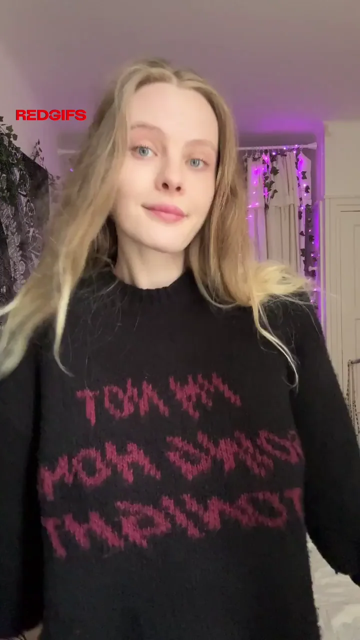 Blonde Babe's Killer Tits Tease in Tight Sweater