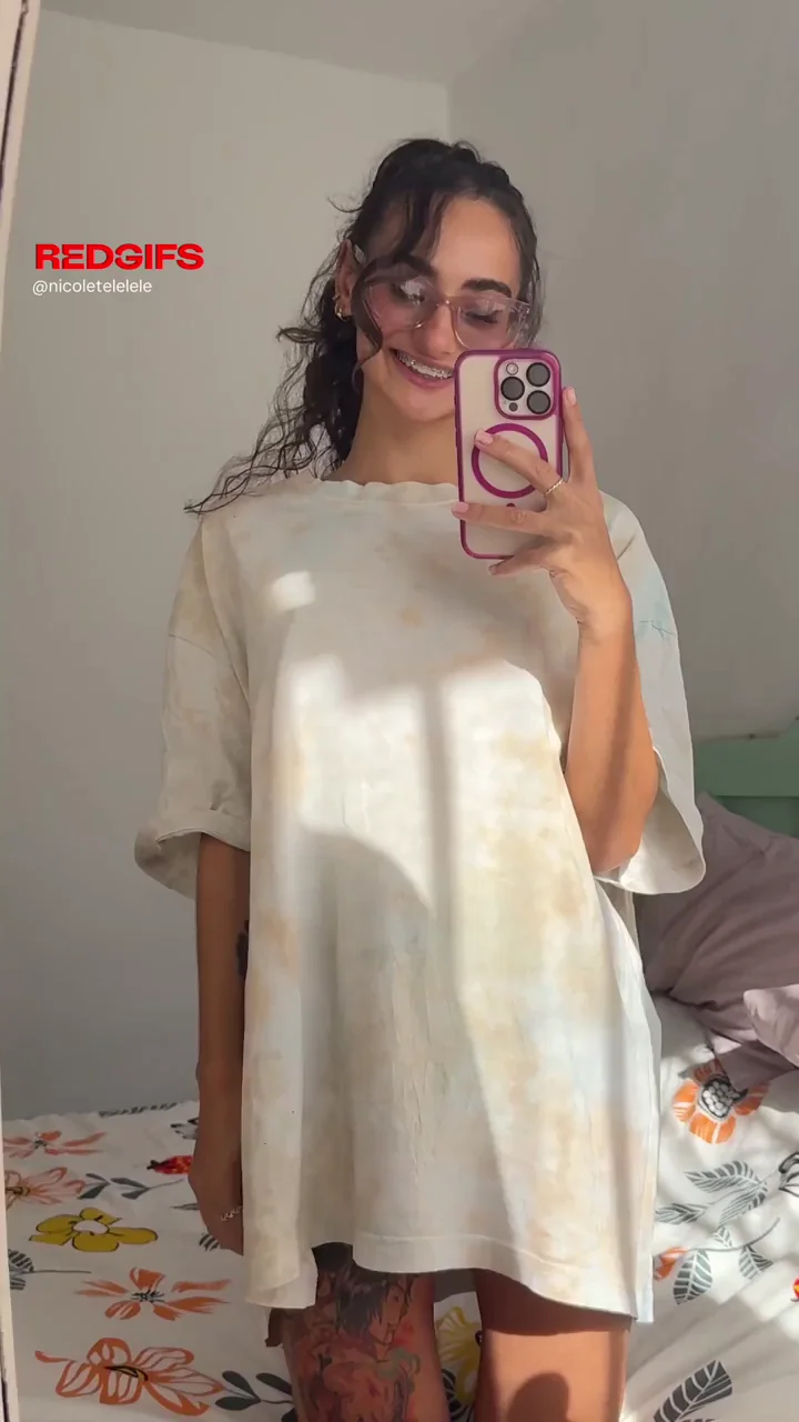 Petite Natural Tease: Oversized Tee Hiding Slutty Curves