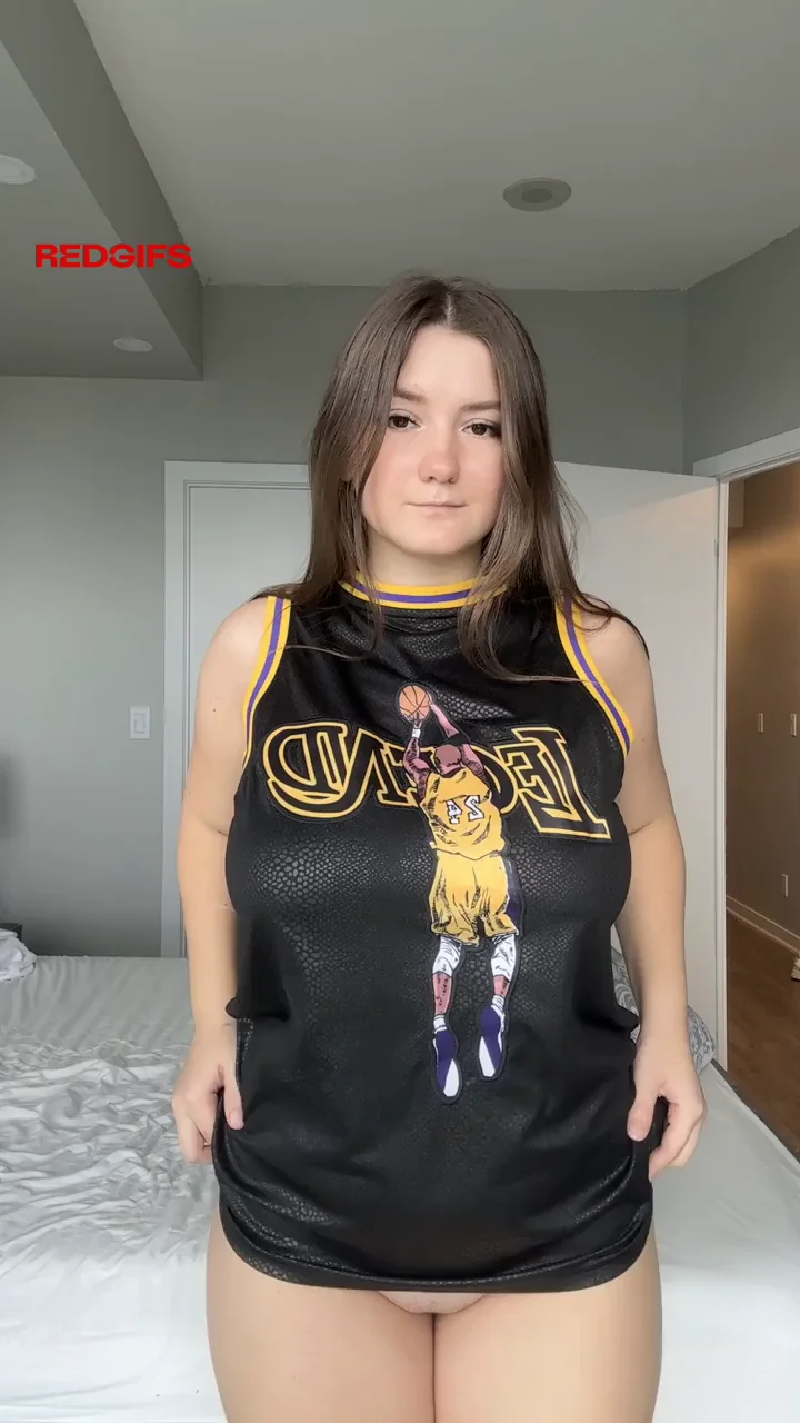 Teasing My Massive Tits in Lakers Jersey for You