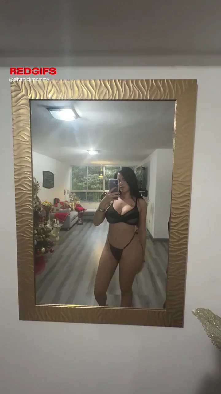 MILF's Slutty Black Lingerie Mirror Tease – Big Tits & Juicy Ass Poppin'