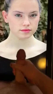 Buddy Strokes Massive Cock Over Daisy Ridley's Pretty Face Before Massive Cum Tribute