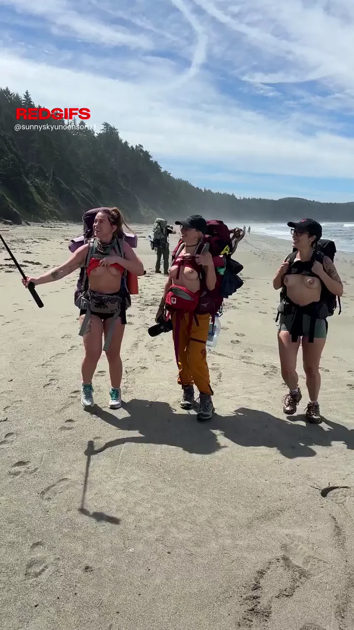 Hiking Perks: Slutty Bikini Flashing on the Beach Trail 🔥🍑