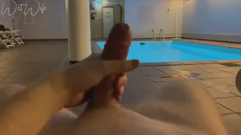 Stroking BWC while watching wife naked in public hotel pool area ?