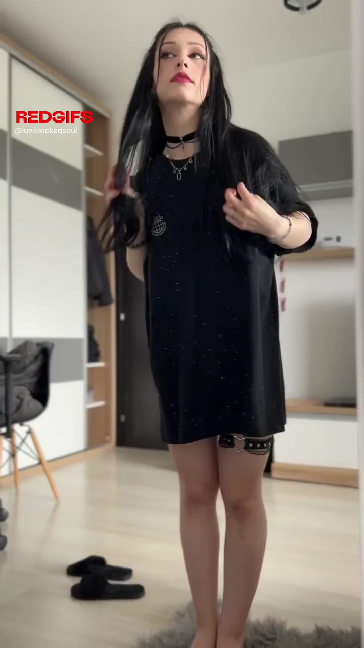 Petite Goth Slut Teases Her Tight Ass & Tits 🔥🖤