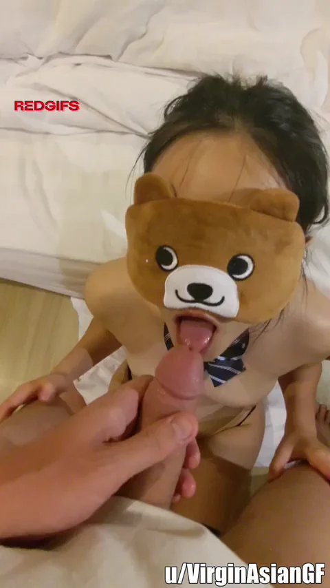 Professor's No-Hands Dick Sucking Lesson with Cute Asian Teddy Mask Slut 😈🍆💦