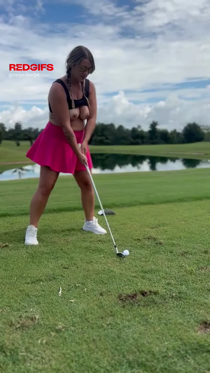 Natural tits are hanging out when I swing