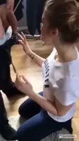 Hollister Slut Kneels and Sucks Cock