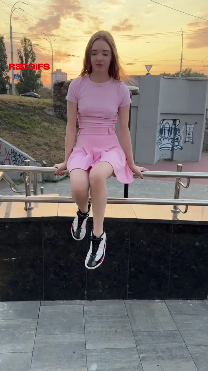 Pink Skirt Slut Teases Dripping Teen Pussy on Balcony – Lick It Clean? 😈💦