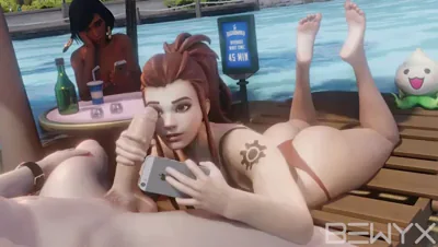 Brigitte's Poolside Cock Tease by Bewyx 😈💦