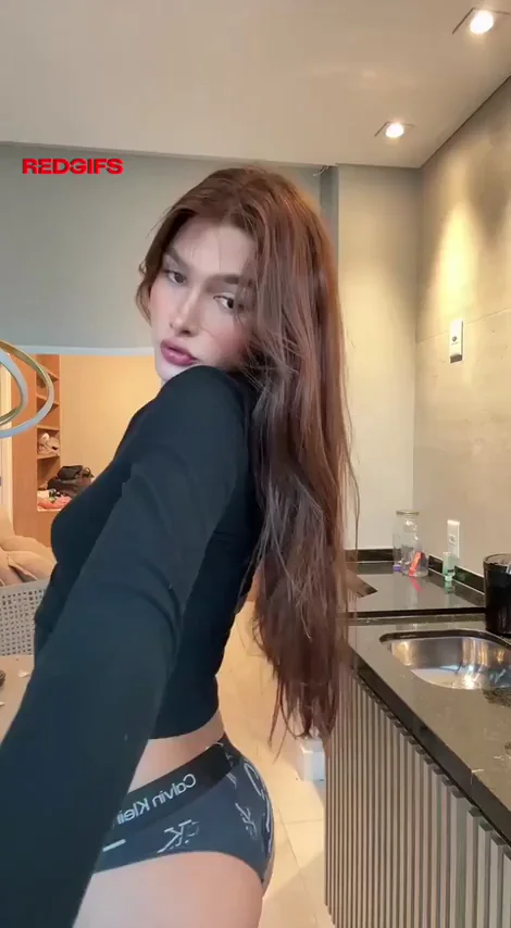Arab Trans Teen Tease: 18yo Slutty Curves in Kitchen Peek