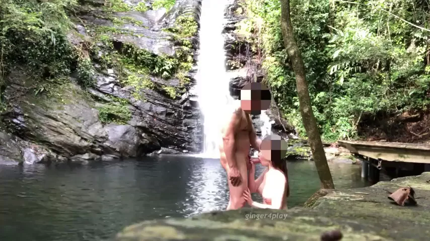 🔥 Messy Sloppy BJ at Waterfall with Watchers 😈💦