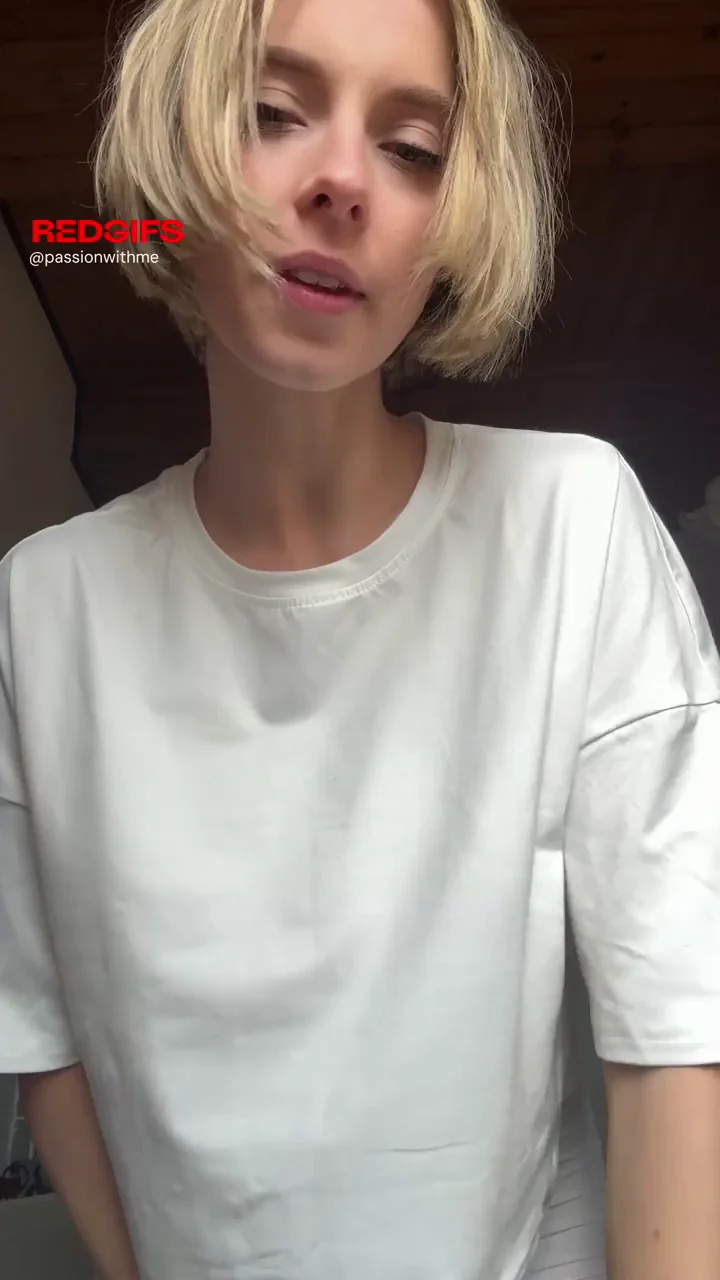 Petite Blonde Slut's Top Huggin' Her Perky Tits Tease
