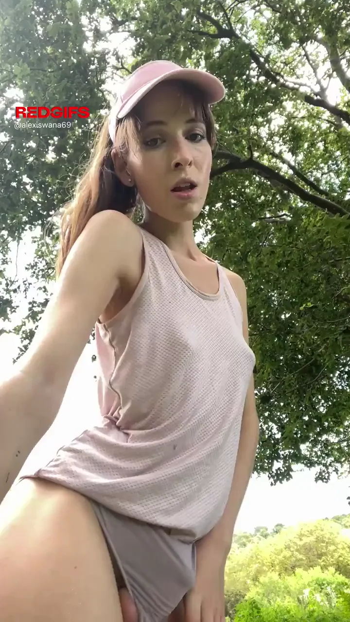 Petite Tgirl Teases Her Thick Cock in Public Park 😈🍆🌳