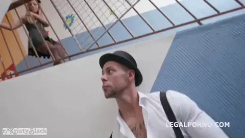 4-bwc Take Turns At Fucking Kristy Black's Holes On Stairs