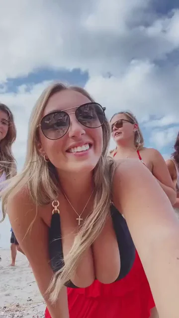 Beach Sluts Teasing Tits in Red Bikinis 😍🔥👙