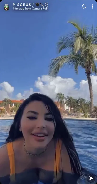 Pisces Slut's Massive Tits Bouncing in Pool