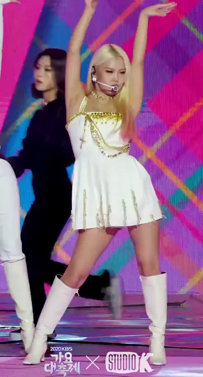 🔥 Ahin from MOMOLAND Teasing in Tiny White Skirt & Thigh-High Boots 💦