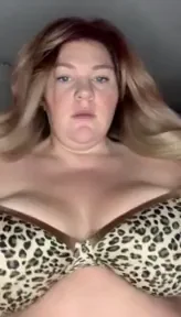 Snowed In BBW Tease: Leopard Bra Tit Squeeze for Live Cam Sluts
