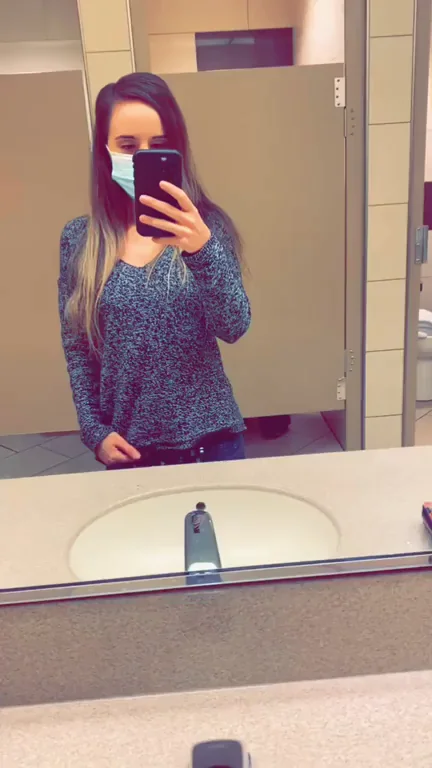 Office Slut's Bathroom Tit Tease: Whole Crew's Seen These Perky Ds