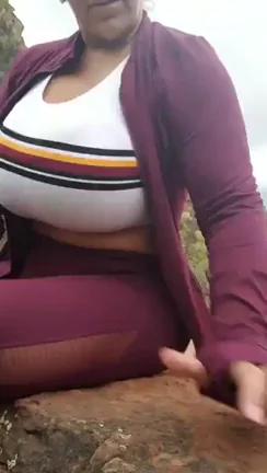 Thick Ebony Babe Frees Massive Tits Bigger Than Her Head Outdoors