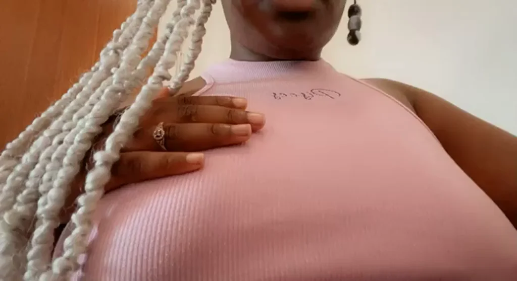 Pink Slutty Top Hugs My Ebony Tits Perfectly? Titty Drop Tease