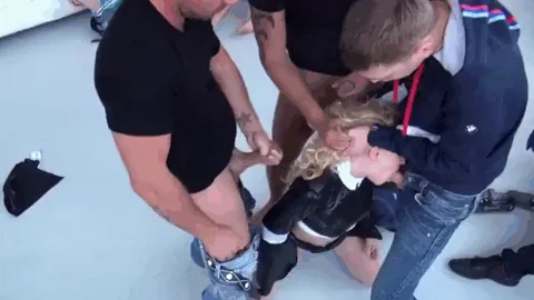 Throat-Slut Takes 3 Throbbing Cocks in 10 Secs 😈🍆💦