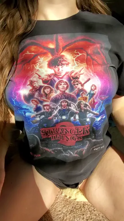Stranger Things Slut Lifts Shirt & Drops Panties 😈🍑 (18f)