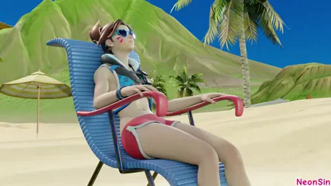 🏖️ Futa Sombra Pounds D.Va’s Slutty Holes on the Beach! (NeonSin) 🍆💦