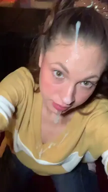 Cum-Fiend Slut's Thick Facial Feast