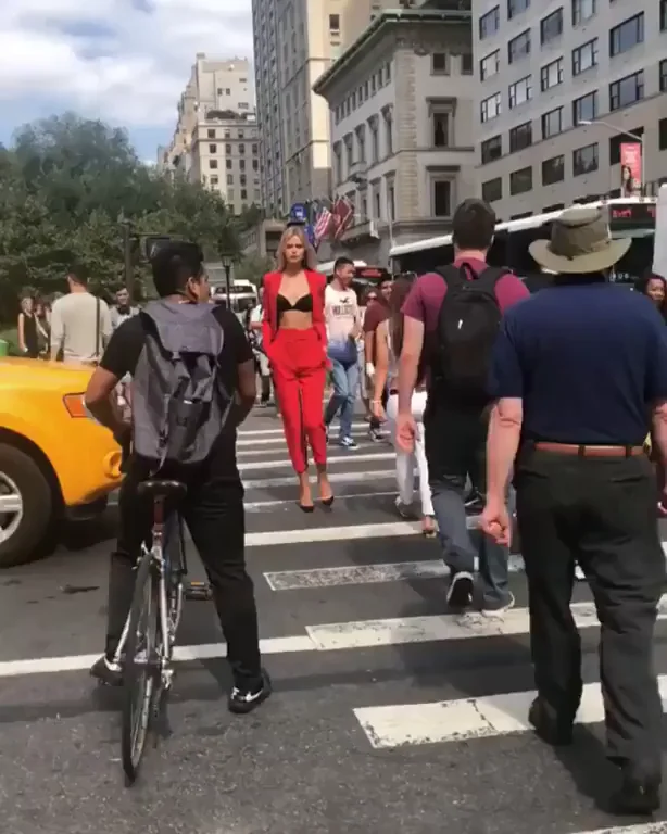 Michelle Hayden's Slutty Red Catsuit Street Tease 😈🔥