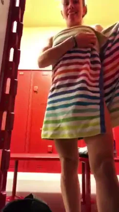 Locker Room Solo Rubdown: Stripping Naked and Fingering My Wet Pussy