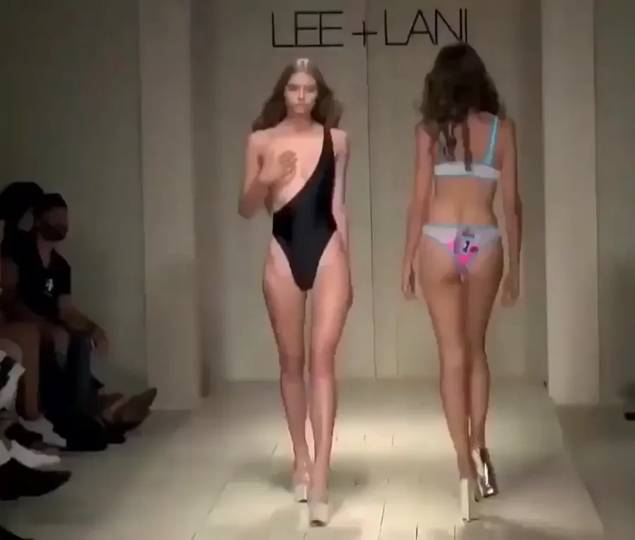 Catwalk Swimsuit Strut & Surprise Titty Slip Show 💦🍑