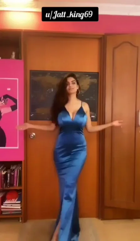 Anveshi Jain Sizzles in Tight Blue Slit Dress Live Tease