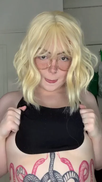 Late Titty Tuesday: Blonde Cosplay Slut's Snake-Tatted Jugs Bounce Wild