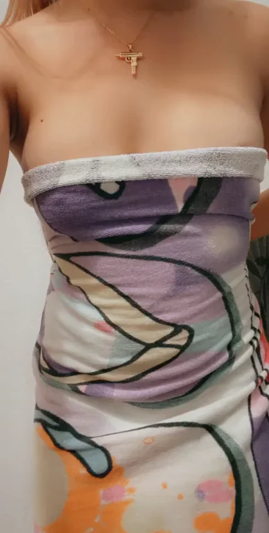 Wait until I drop my towel and reveal my tits?