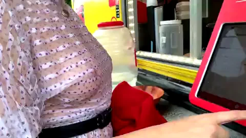 Ordering food in a see thru top while wet? [F]