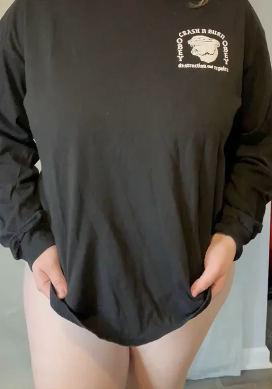 Hidden Tits Explosion: Oversized Shirt Hides Massive Jugs