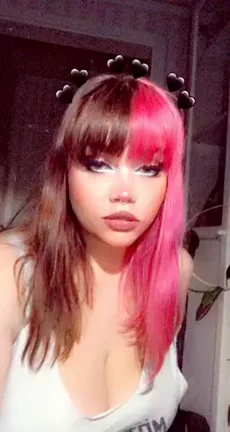 😵‍💫 20yo Drooling Ahegao Slut with Split Pink Hair 💦
