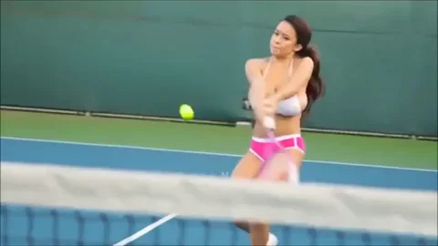 Busty Babe's Tennis Boob Bounce Lesson 🍑🎾💦