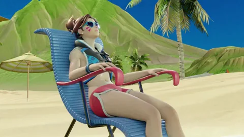 POV D.Va Slurps Futa Sombra's Thick Cock on Beach 😈🍆💦 (NeonSin)