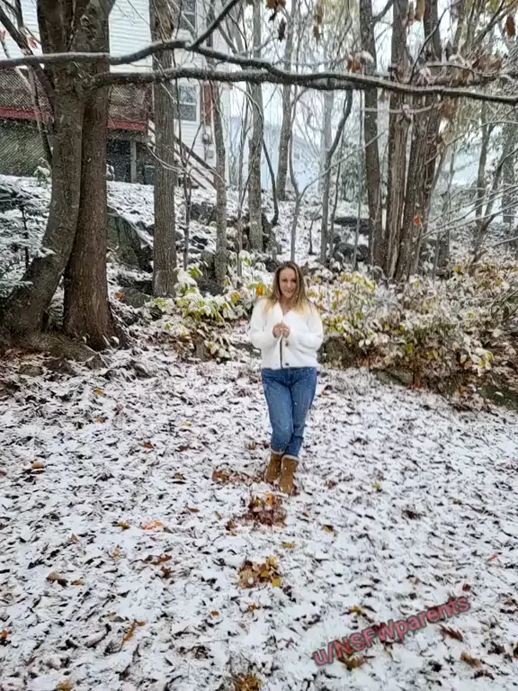 Canadian Babe's First Snowfall Tit Flash 🍁❄️👅